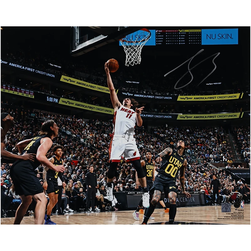 Jaime Jaquez Jr. Miami Heat Autographed 16" x 20" Layup vs Utah Jazz Photograph