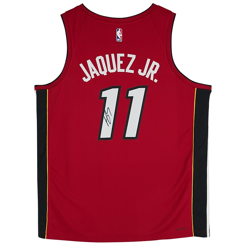 Maillot Swingman Jordan Brand rouge dédicacé par Jaime Jaquez Jr. Miami Heat