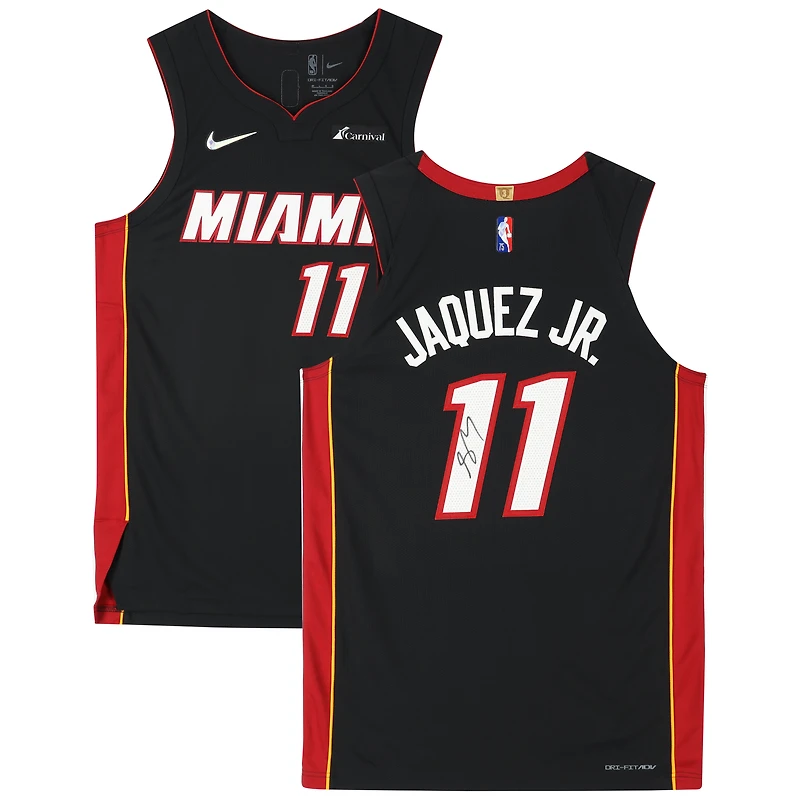 Maillot authentique Nike Black Icon autographié par Jaime Jaquez Jr. Miami Heat
