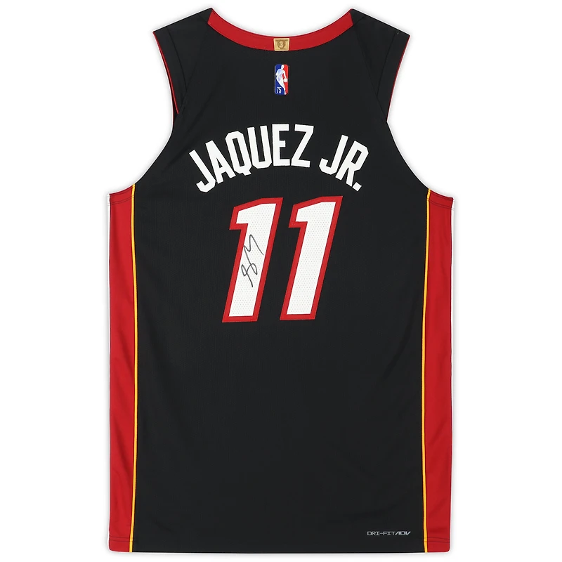 Maillot authentique Nike Black Icon autographié par Jaime Jaquez Jr. Miami Heat