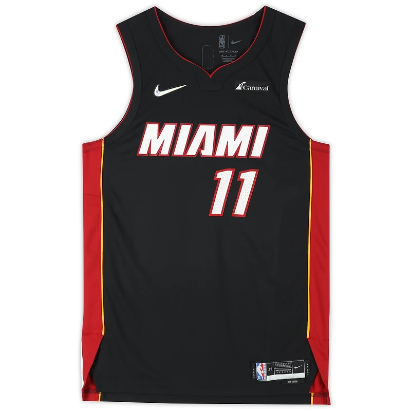 Maillot authentique Nike Black Icon autographié par Jaime Jaquez Jr. Miami Heat