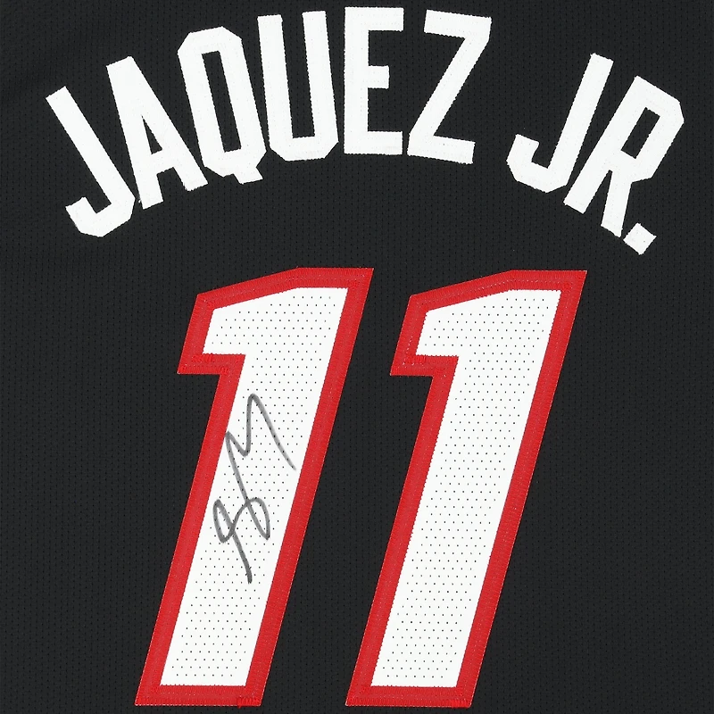 Maillot authentique Nike Black Icon autographié par Jaime Jaquez Jr. Miami Heat