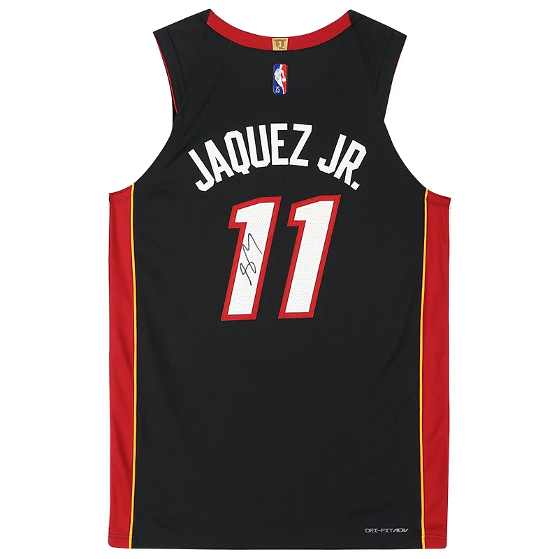 Maillot authentique Nike Black Icon autographié par Jaime Jaquez Jr. Miami Heat