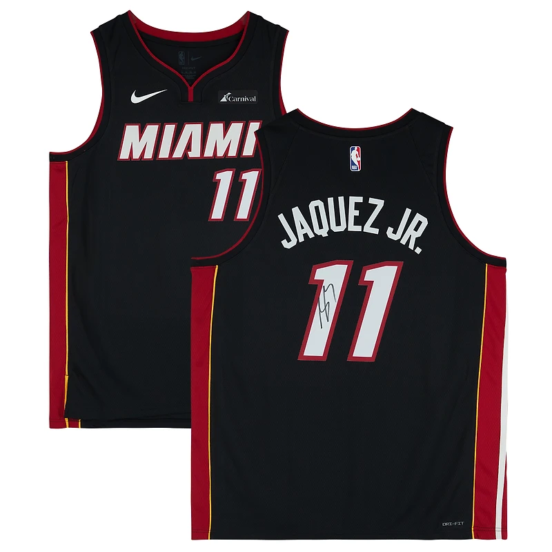 Maillot Swingman Nike Black Icon Edition autographié par Jaime Jaquez Jr. Miami Heat