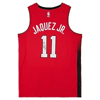 Maillot Swingman Nike City Edition 2024-25 rouge dédicacé par Jaime Jaquez Jr. Miami Heat