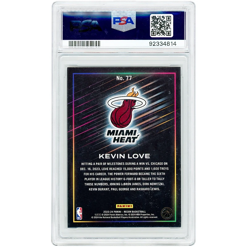 Kevin Love Miami Heat 2023-24 Panini Recon Platinum Swirl FOTL #77 #1/3 PSA Authenticated 8.5 Card