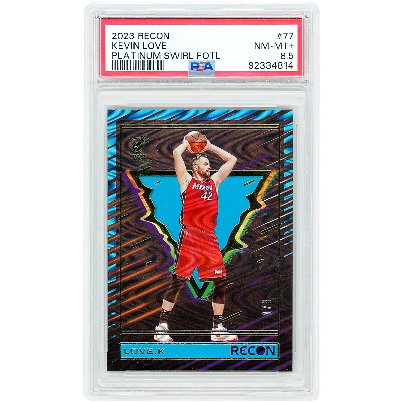 Kevin Love Miami Heat 2023-24 Panini Recon Platinum Swirl FOTL #77 #1/3 PSA Authenticated 8.5 Card
