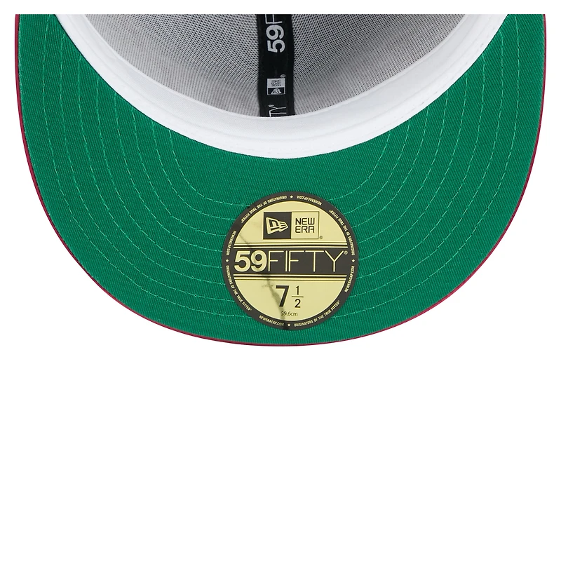 Men's New Era Black/Red Miami Heat Throwback Satin Vintage Pin Two-Tone 59FIFTY Fitted Hat