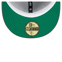 Men's New Era  Black/Red Miami Heat Throwback Satin Vintage Pin Two-Tone 59FIFTY Fitted Hat