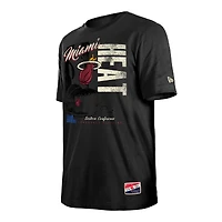 Men's New Era  Black Miami Heat Distressed Throwback Vintage Color Pack T-Shirt