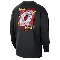 T-shirt à manches longues surdimensionné Nike Miami Heat Courtside pour homme, noir