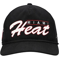 Men's '47  Black Miami Heat Double Header Sidepatch Cord Hitch Adjustable Hat