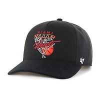 Men's '47  Black Miami Heat Nothing But Net Hitch Adjustable Hat