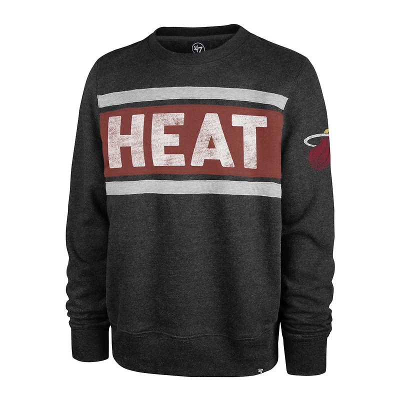 Men's '47 Heather Black Miami Heat Tribeca Emerson Pullover Sweatshirt