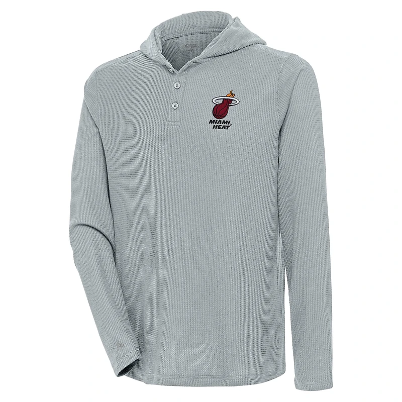 T-shirt à capuche Henley manches longues et maintien fort pour homme, gris Antigua, Miami Heat