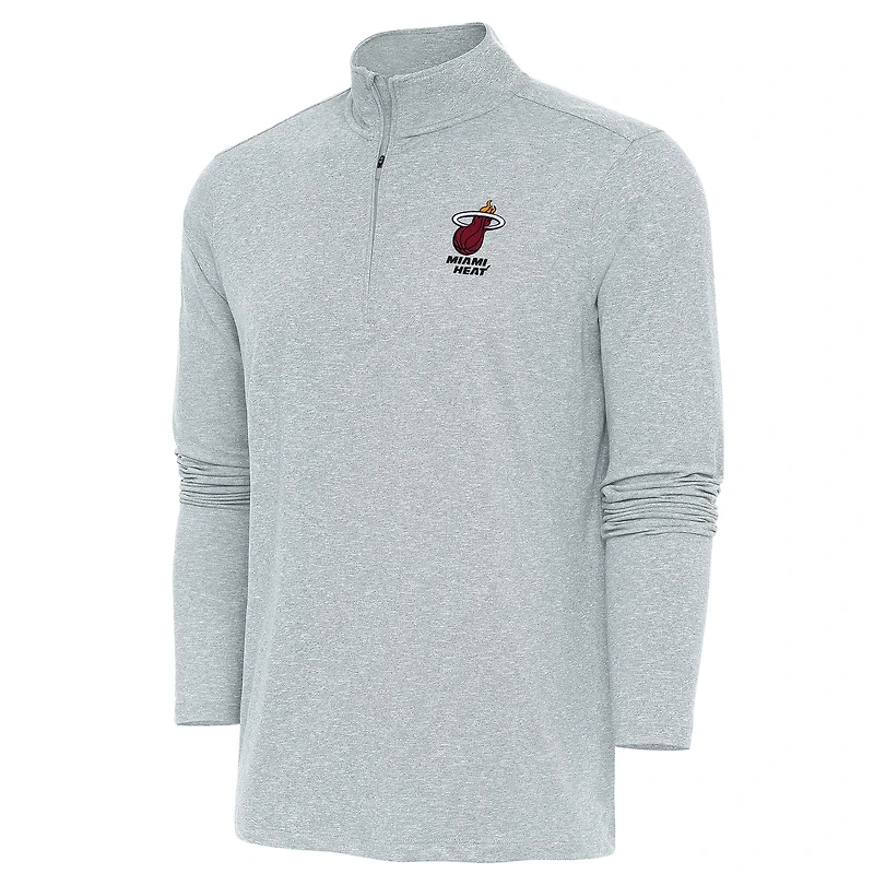 Pull-over zippé quart de tour Antigua Heather Grey Miami Heat Hunk pour homme