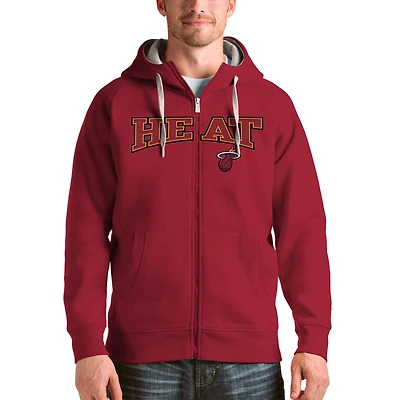 Men's Antigua Red Miami Heat Victory Full-Zip Hoodie
