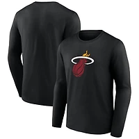 T-shirt à manches longues noir pour homme avec logo principal du Miami Heat