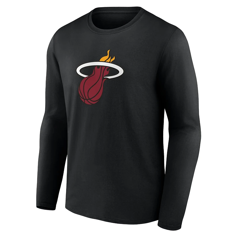 Men's  Black Miami Heat Primary Logo Long Sleeve T-Shirt