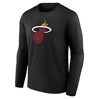 Men's  Black Miami Heat Primary Logo Long Sleeve T-Shirt