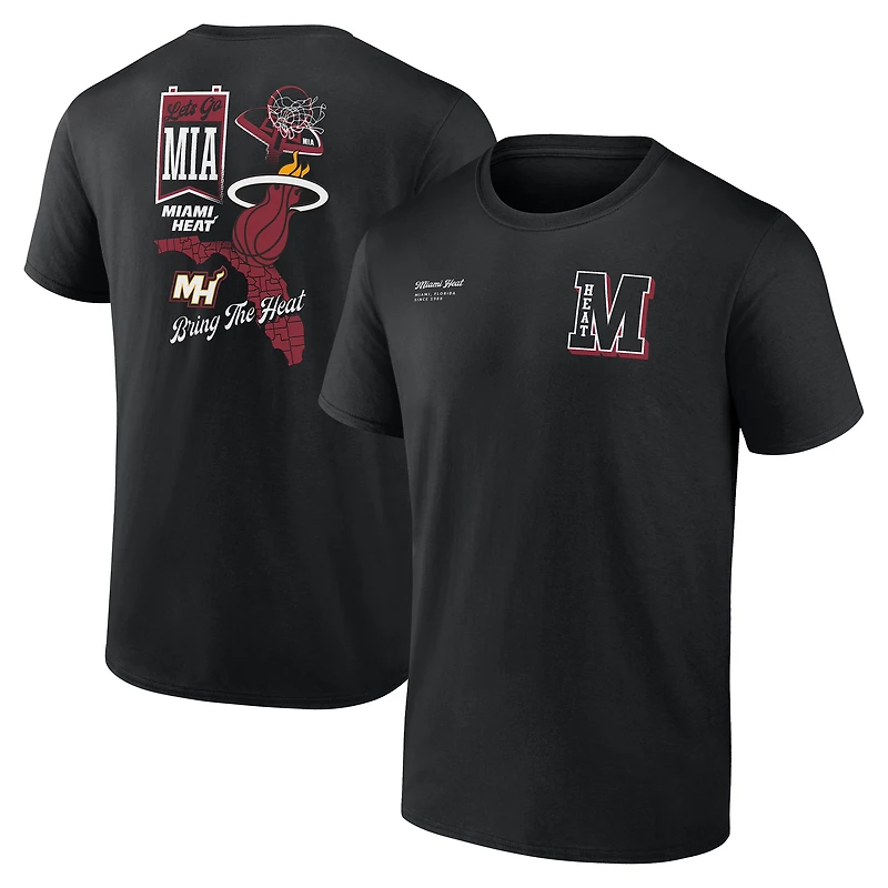 Men's  Black Miami Heat Split Zone T-Shirt