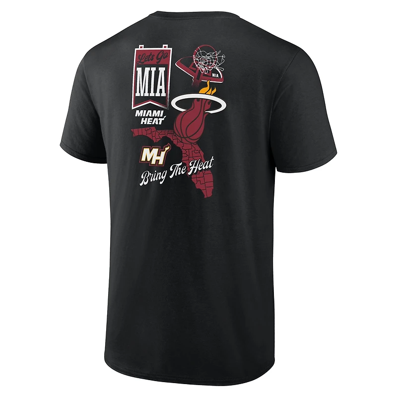 Men's  Black Miami Heat Split Zone T-Shirt
