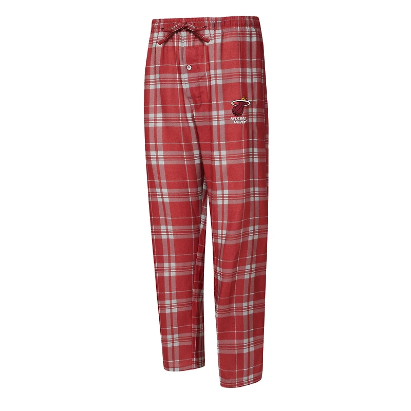 Men's Concepts Sport Wine/Heather Gray Miami Heat Regulate Long Sleeve T-Shirt & Plaid Pant Set