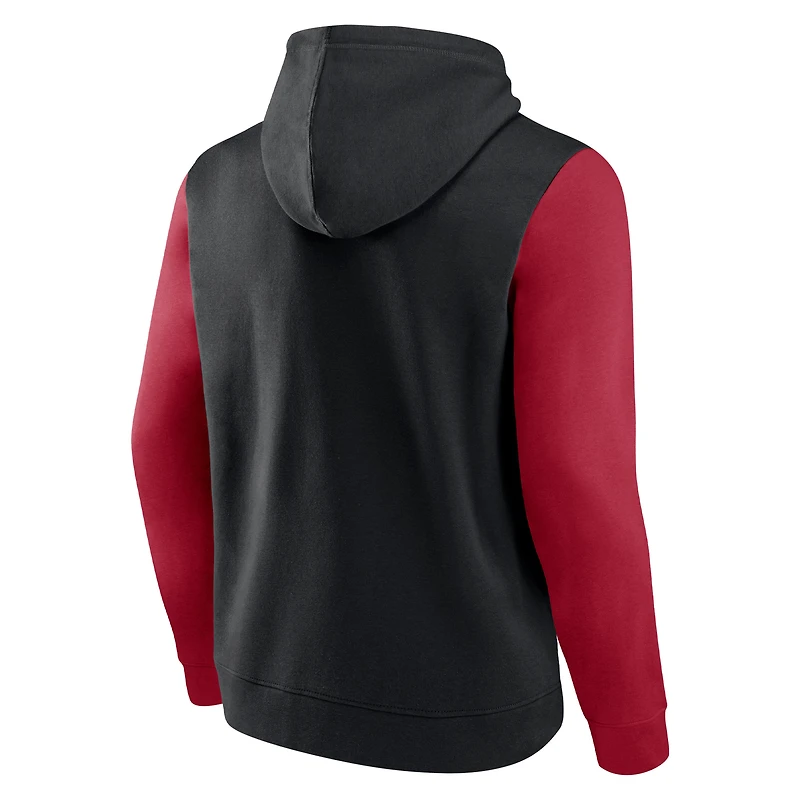 Men's Fanatics Black/Red Miami Heat Attack Colorblock Pullover Hoodie