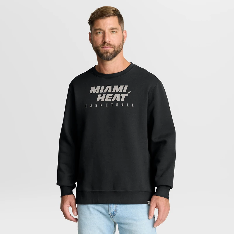 Men's Fanatics Black Miami Heat Crossover Collection Defensive Rotation Drill Premium Pullover Sweatshirt