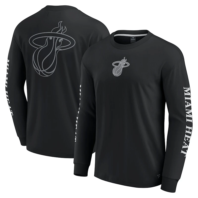 T-shirt à manches longues Fanatics pour hommes Miami Heat Elements Strive noir