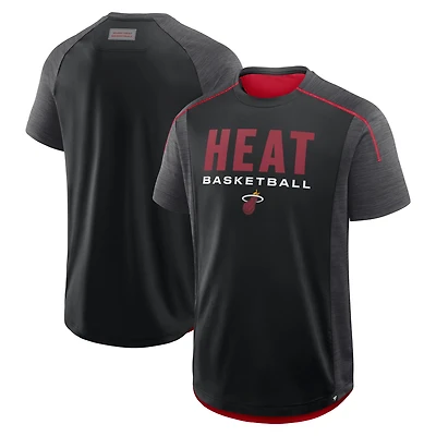 T-shirt d'entraînement de passe entrante Fanatics noir pour hommes Miami Heat
