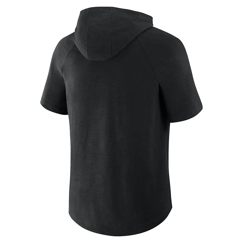 T-shirt à capuche raglan noir Fanatics pour homme, Miami Heat Pass Legend