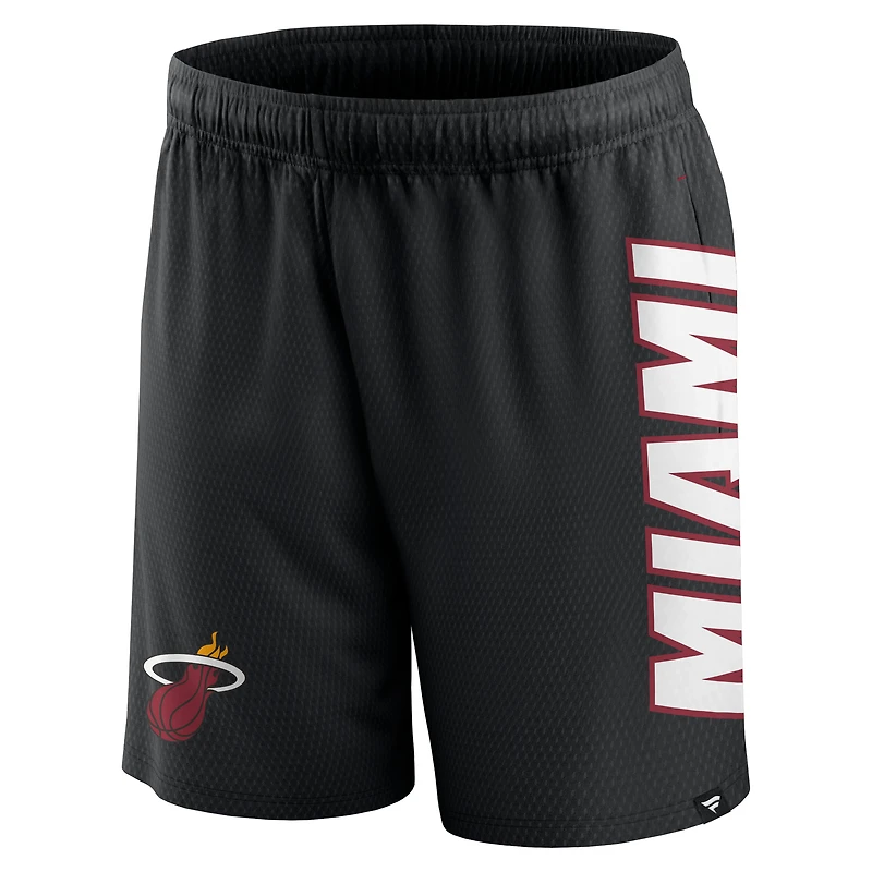 Men's Fanatics Black Miami Heat Post Up Mesh Shorts