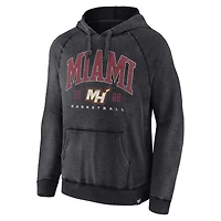 Sweat à capuche raglan Fanatics Heather Charcoal Miami Heat Foul Trouble Snow Wash pour homme