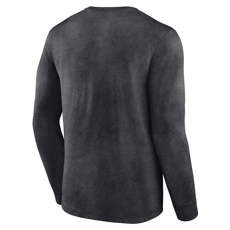 Men's Fanatics Heather Charcoal Miami Heat Front Court Press Snow Wash Long Sleeve T-Shirt