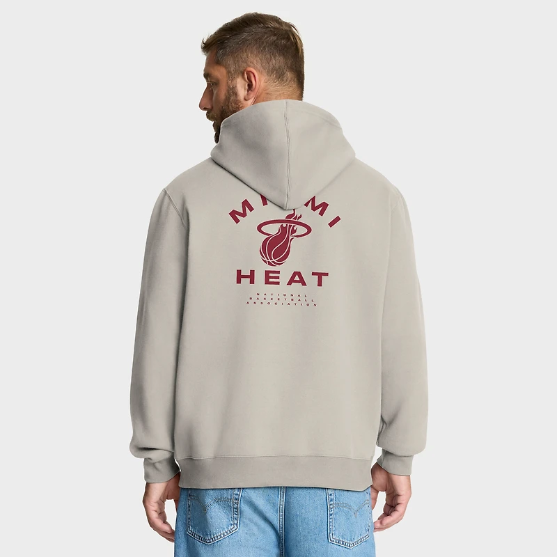 Men's Fanatics Off White Miami Heat Crossover Collection Blocked Shot Premium Pullover Hoodie