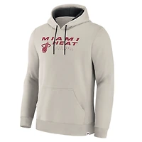 Men's Fanatics Off White Miami Heat Crossover Collection Blocked Shot Premium Pullover Hoodie