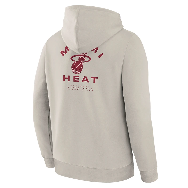Men's Fanatics Off White Miami Heat Crossover Collection Blocked Shot Premium Pullover Hoodie