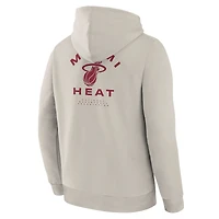 Men's Fanatics Off White Miami Heat Crossover Collection Blocked Shot Premium Pullover Hoodie