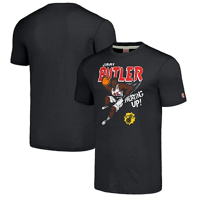 T-shirt noir à trois bandes dessinées « Hommage Jimmy Butler III » pour homme, joueur de Miami Heat