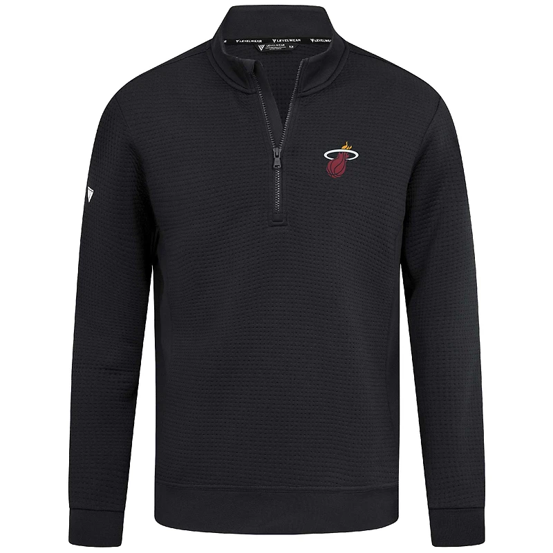 Men's Levelwear  Black Miami Heat Accolade Cushion Quarter-Zip Pullover