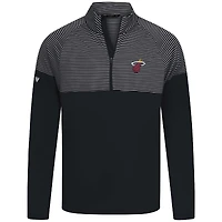 Men's Levelwear Black Miami Heat Classic Stripes Quarter-Zip Top