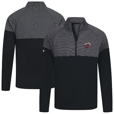 Men's Levelwear Black Miami Heat Classic Stripes Quarter-Zip Top
