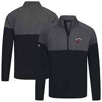 Men's Levelwear Black Miami Heat Classic Stripes Quarter-Zip Top
