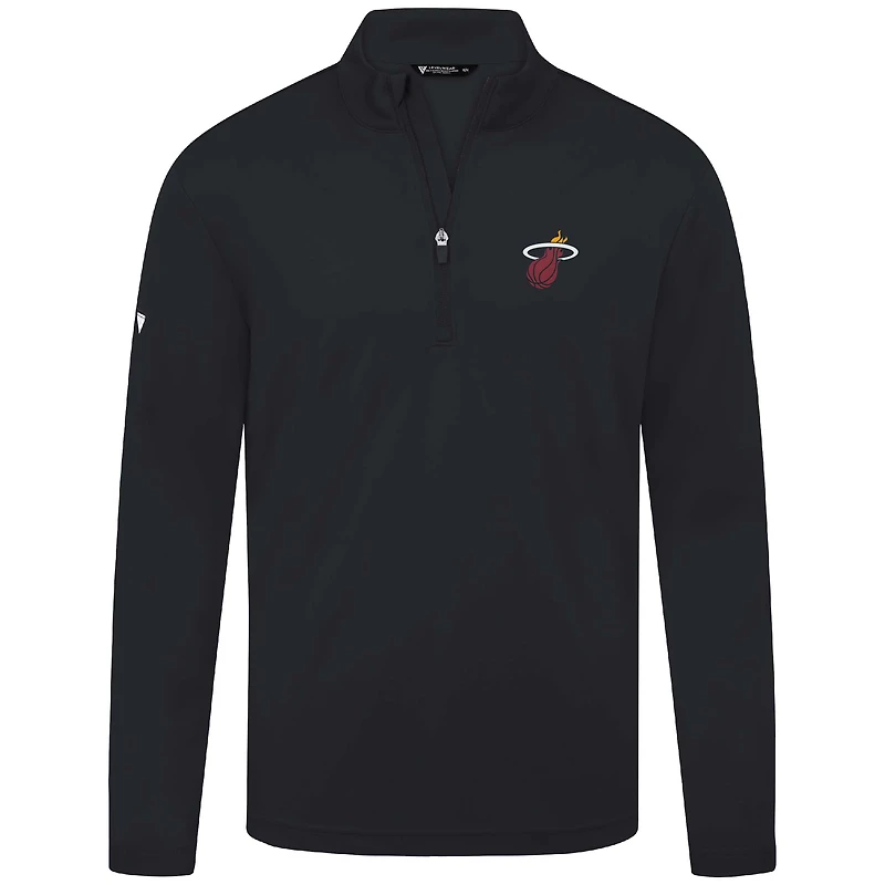 Men's Levelwear Black Miami Heat Heron Quarter-Zip Top