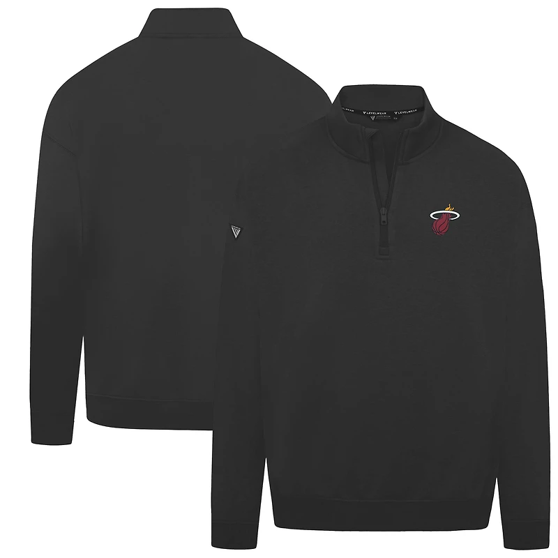 Men's Levelwear Black Miami Heat Murray Quarter-Zip Pullover
