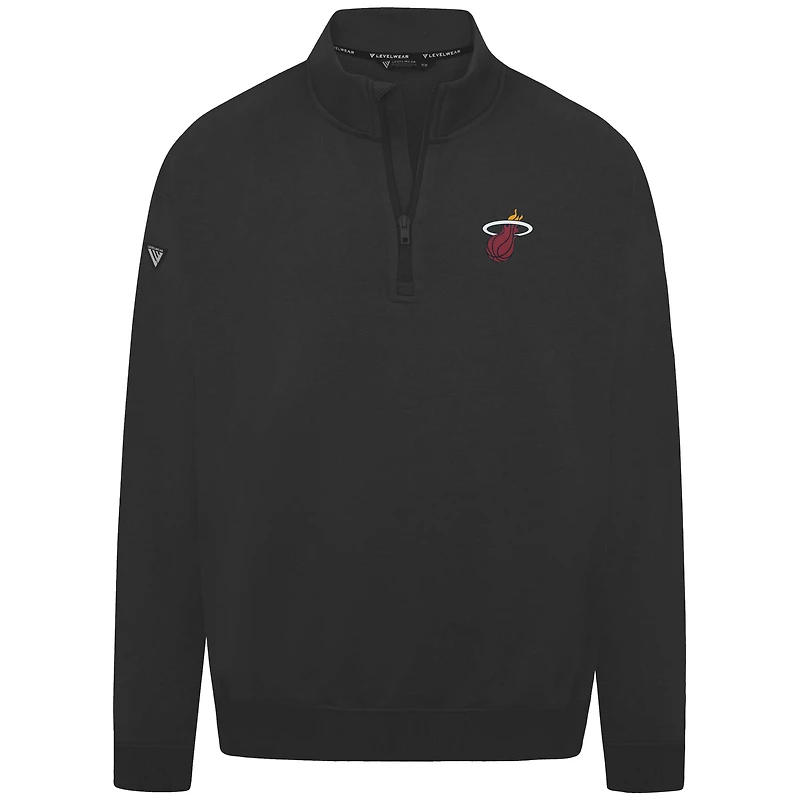 Men's Levelwear Black Miami Heat Murray Quarter-Zip Pullover