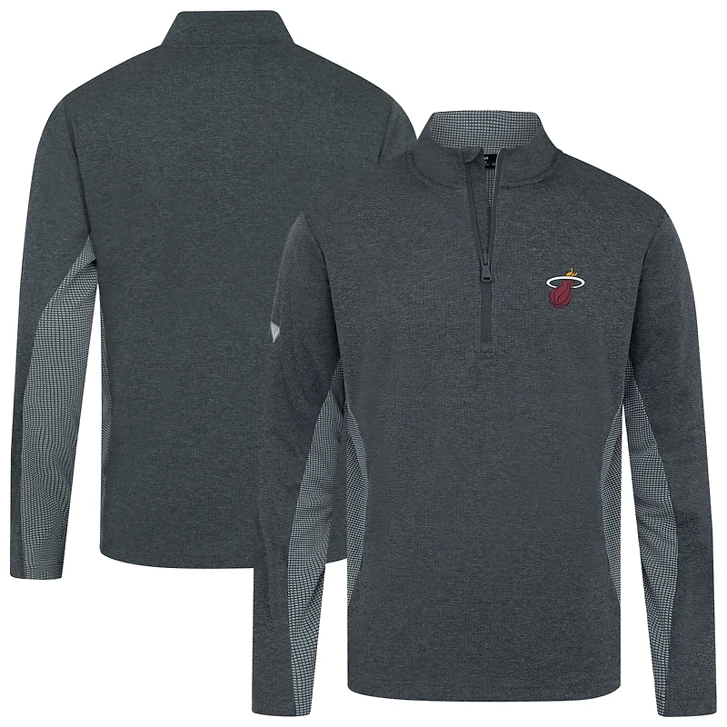 Men's Levelwear Heather Black Miami Heat Waffle Insignia 2.0 Quarter-Zip Top