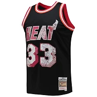 Men's Mitchell & Ness Alonzo Mourning Black Miami Heat 1996/97 Hardwood Classics NBA 75th Anniversary Diamond Swingman Jersey