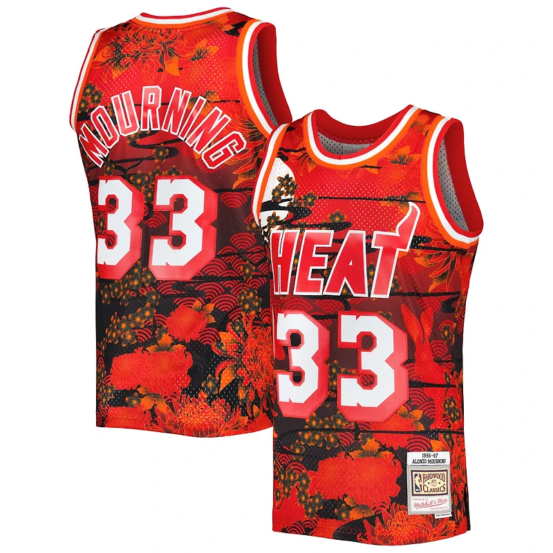 Men's Mitchell & Ness Alonzo Mourning Red Miami Heat 1996/97 Hardwood Classics Lunar New Year Swingman Jersey